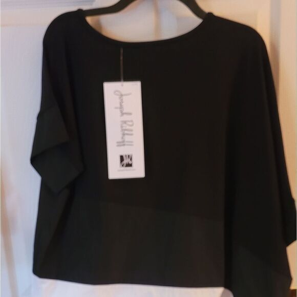 JOSEPH RIBCOFF BLACK/VANILLA ASYMMETRICAL TOP - Picture 7 of 7